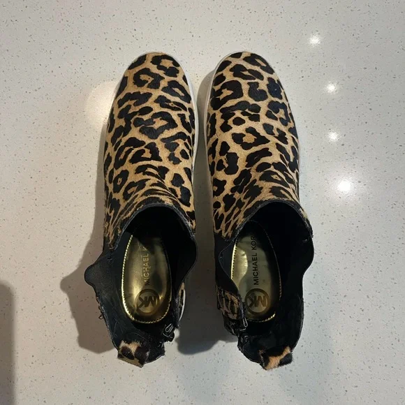 Michael Kors Keaton Bootie Natural Cheetah Pull On Ankle Sneakers Shoes Size 8.5 - Picture 5 of 10